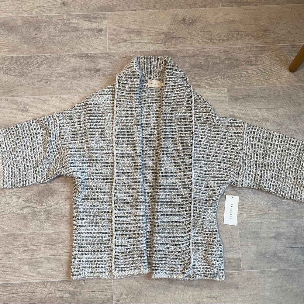 F21 Striped Shawl Collar Cardigan S/M, Taupe, NWT